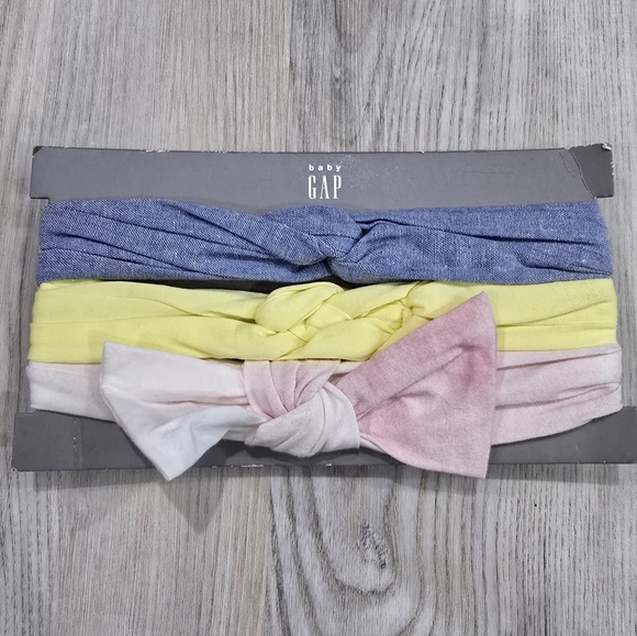 Baby GAP Organic Headband Set, Set of 3, Blue, Yellow, Pink, NEW - Picture 1 of 2
